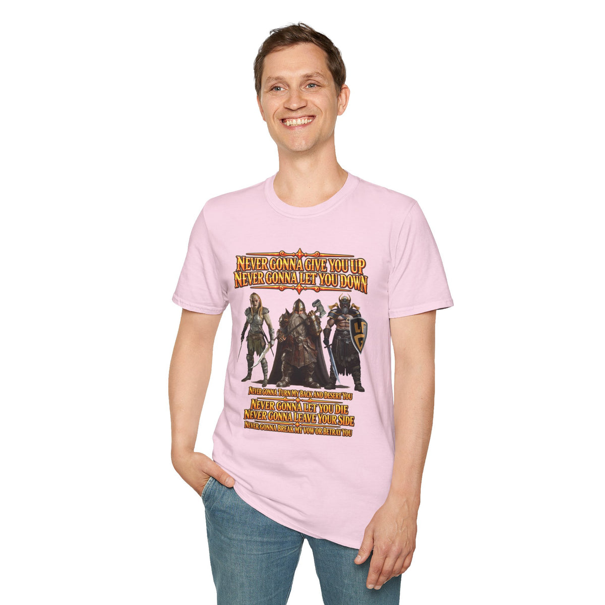 Rickroll RPG Party T-Shirt — "Never Gonna Give You Up" Fantasy Adventurers Tee