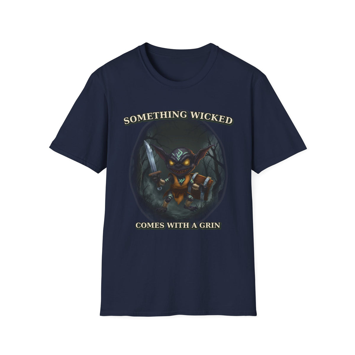 Something Wicked Comes With a Grin T-Shirt | Halloween Creepy Smiling Creature