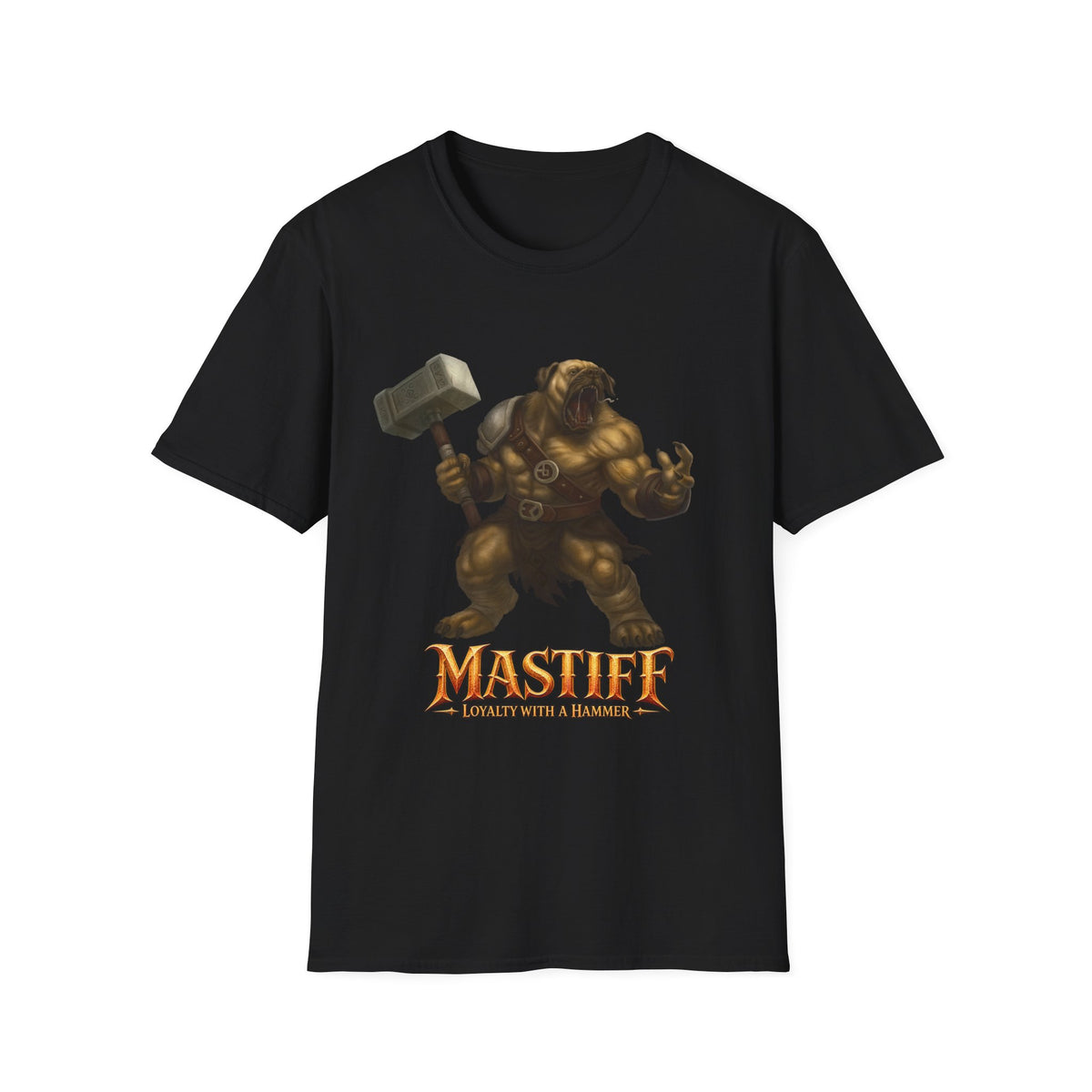 Mastiff Warrior T-Shirt — Hammer-Wielding Mastiff Graphic Tee