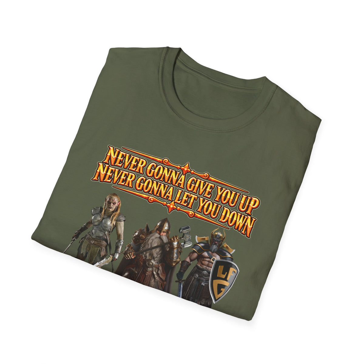 Rickroll RPG Party T-Shirt — "Never Gonna Give You Up" Fantasy Adventurers Tee