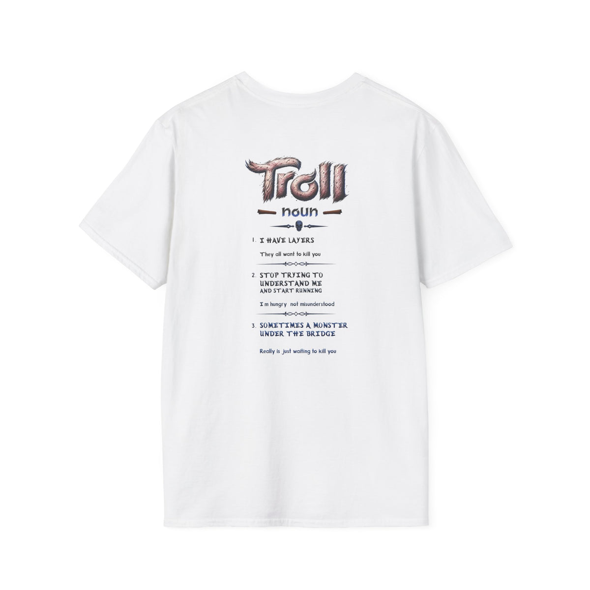 T-Shirt — 'Troll' Fantasy Creature Graphic Tee (Front & Back Definition)