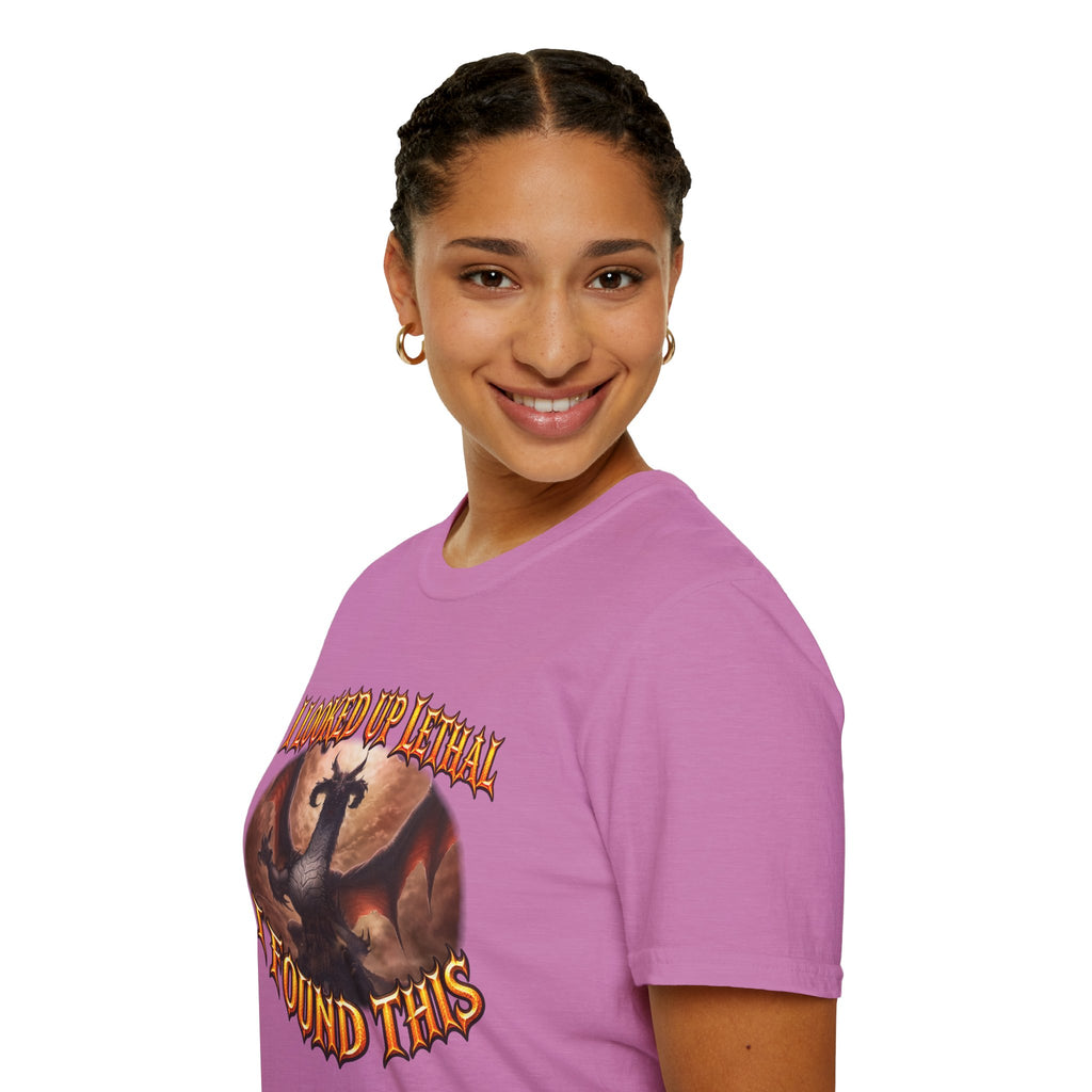 Dragon Graphic T-Shirt — "I Looked Up Lethal, I Found This" Fantasy Tee
