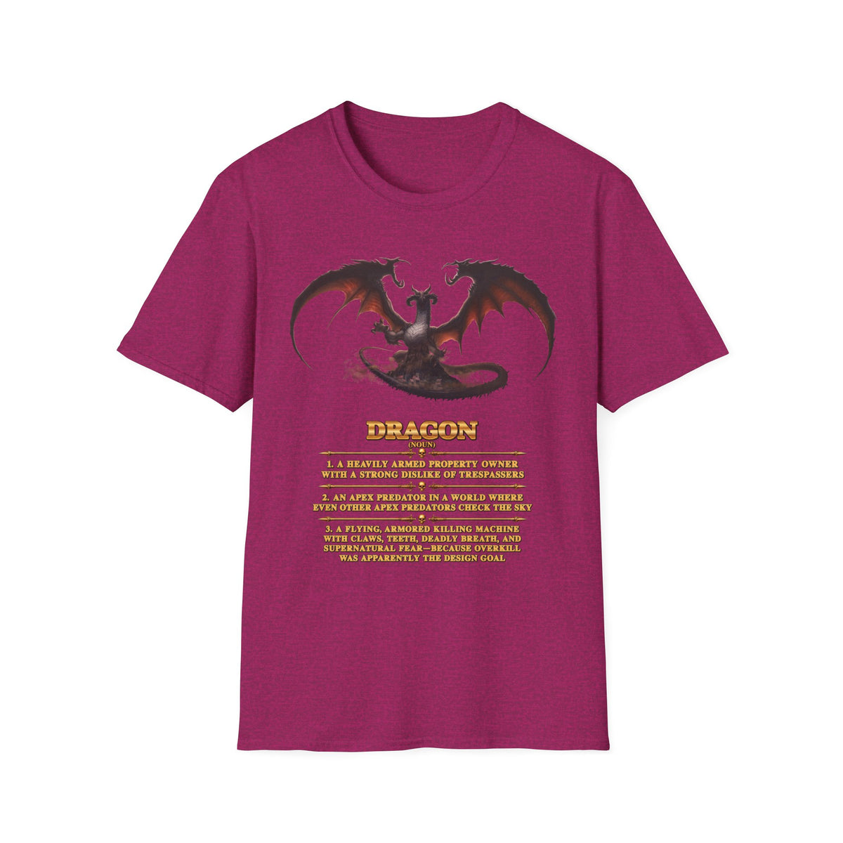 Dragon Definition T-Shirt — Fantasy Creature Illustration & Funny Dragon Traits Tee