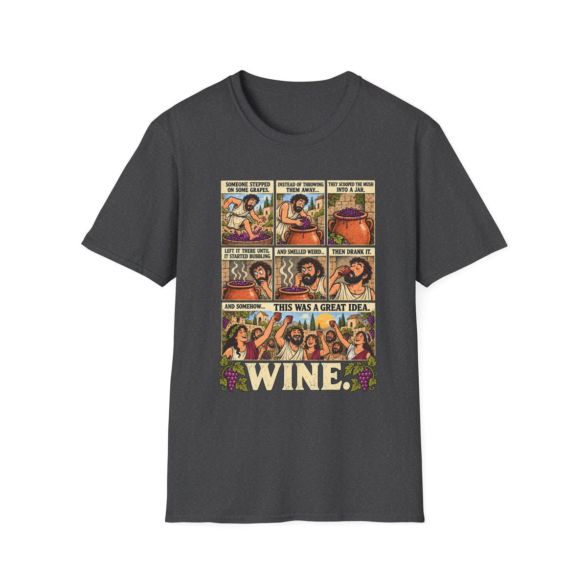 Wine Comic Panel T-Shirt | Vintage Wine Humor, Comic Strip Design