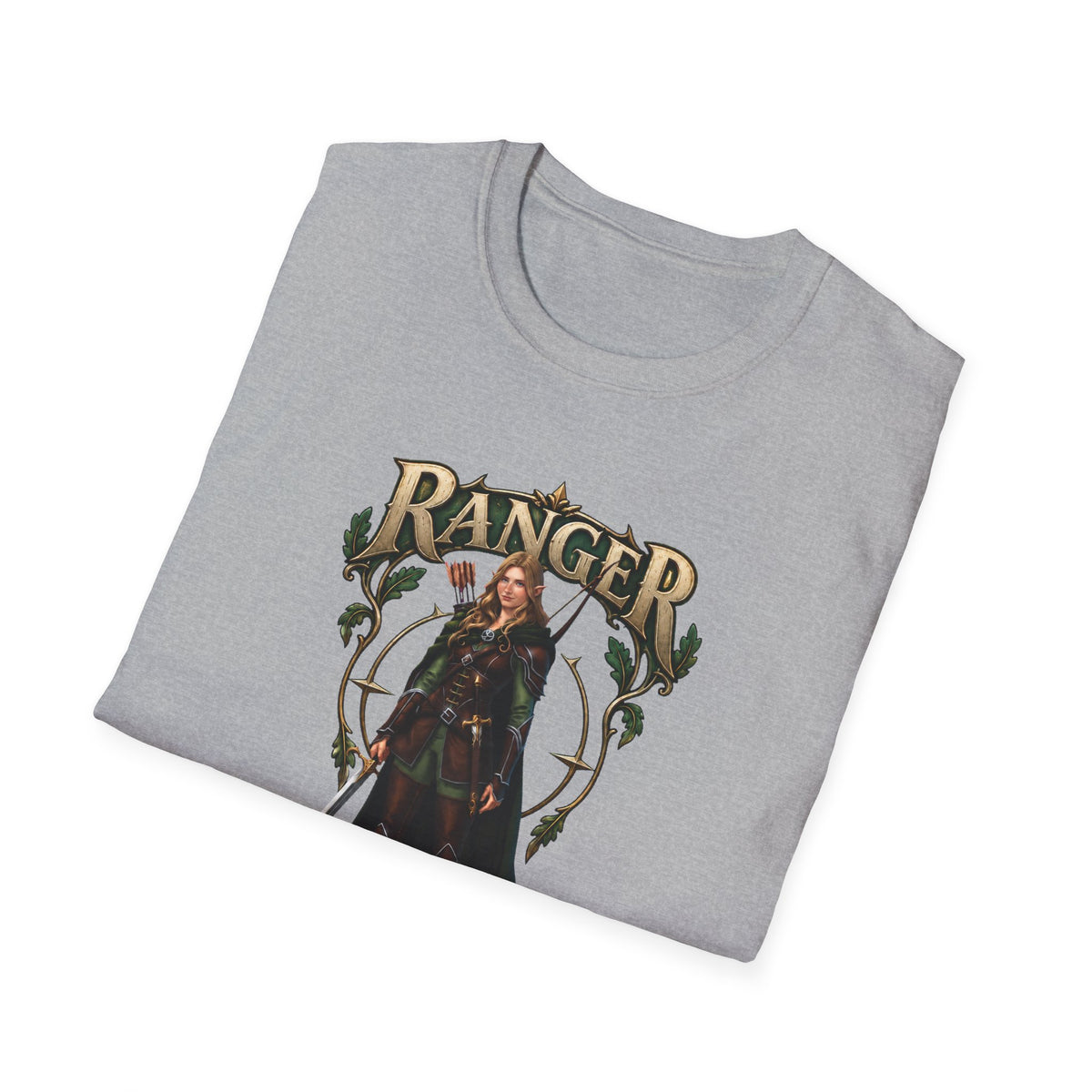 Ranger Fantasy Character T-Shirt — Medieval Archer Illustration Tee
