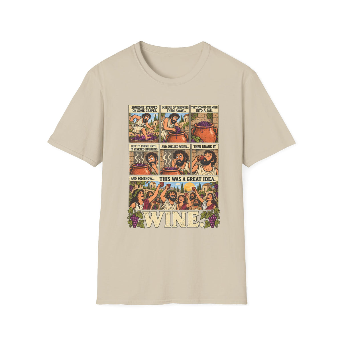 Wine Comic Panel T-Shirt | Vintage Wine Humor, Comic Strip Design