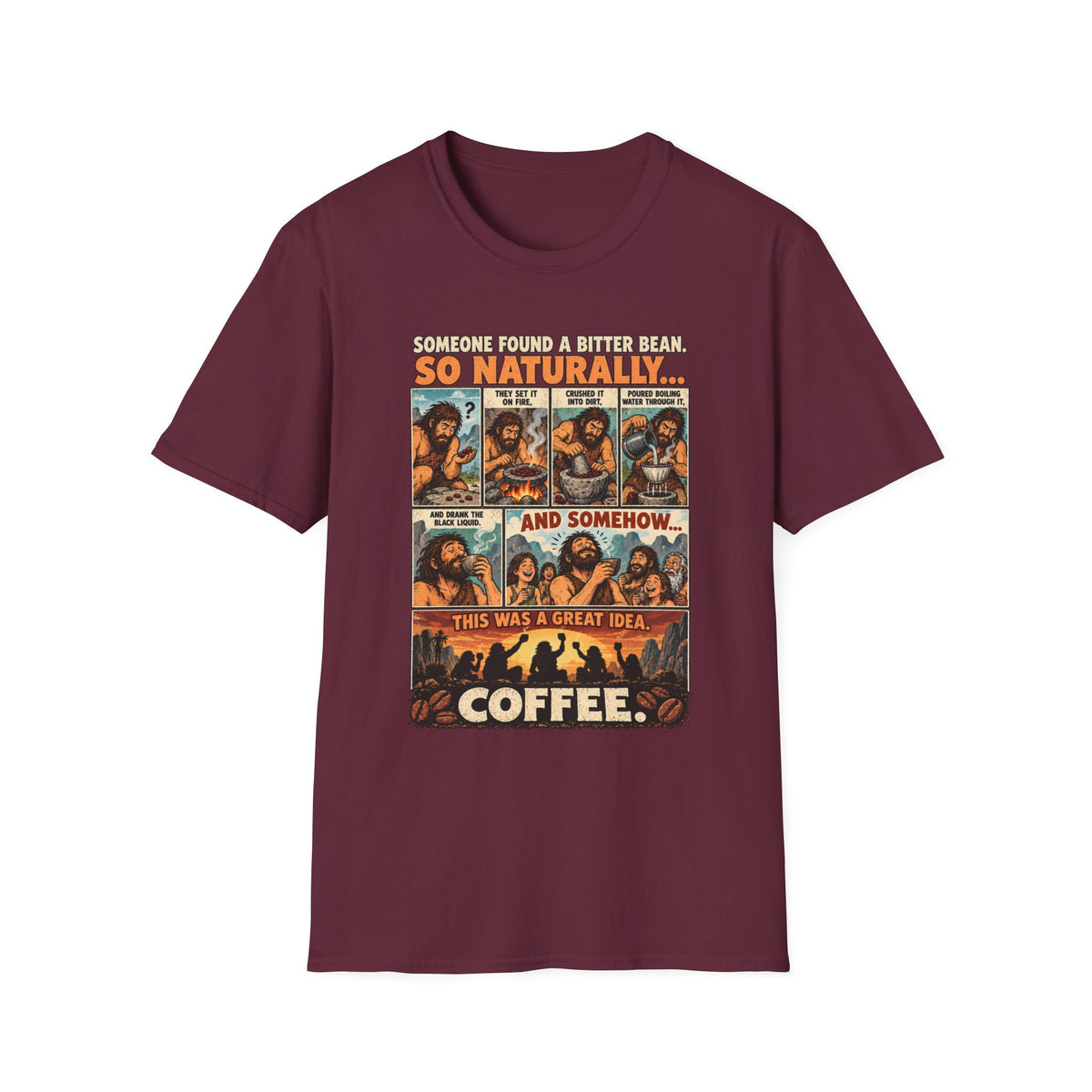 Coffee Comic Panel T-Shirt | Retro Coffee Comic Strip
