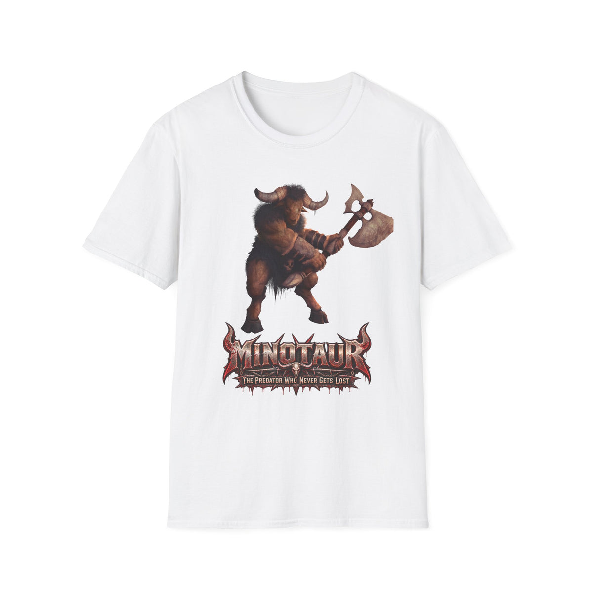 Minotaur Battle T-Shirt — Fantasy Warrior Axe Graphic Tee