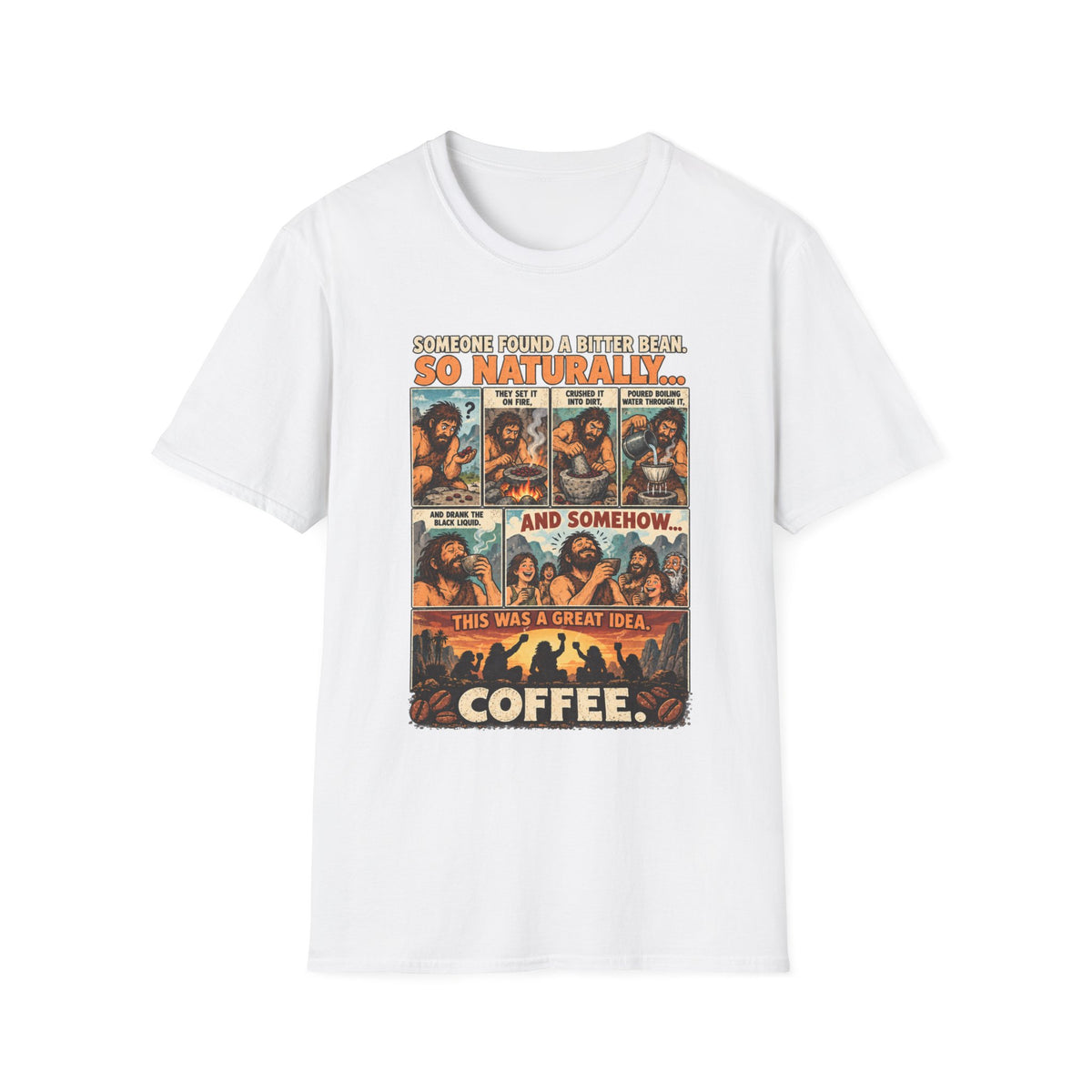 Coffee Comic Panel T-Shirt | Retro Coffee Comic Strip
