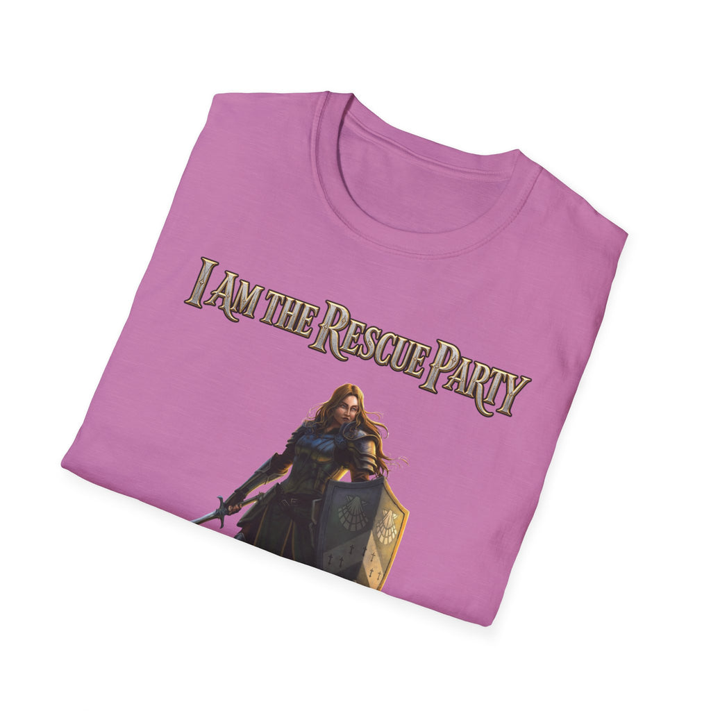 I Am the Rescue Party T-Shirt | Female Warrior Knight Illustration