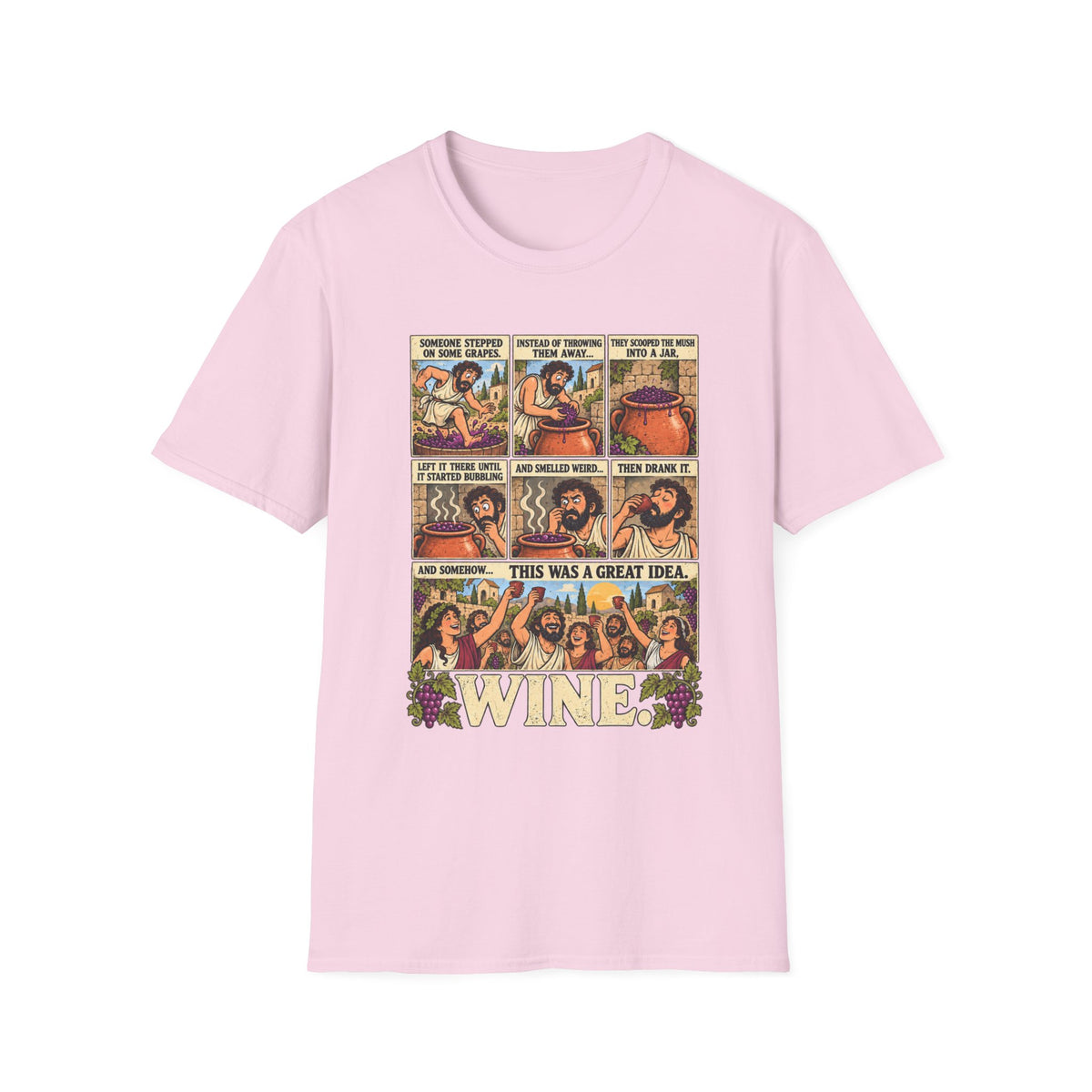 Wine Comic Panel T-Shirt | Vintage Wine Humor, Comic Strip Design