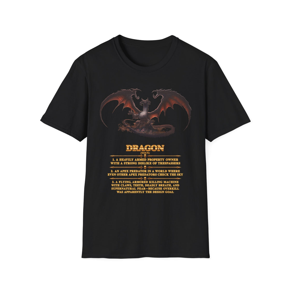 Dragon Definition T-Shirt — Fantasy Creature Illustration & Funny Dragon Traits Tee