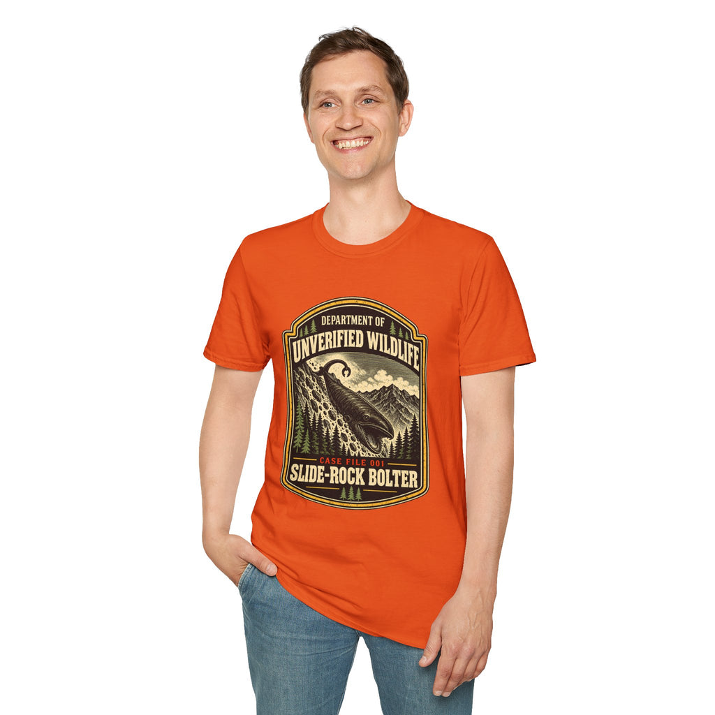 Slide-Rock Bolter T-Shirt — Department of Unverified Wildlife Retro Tee