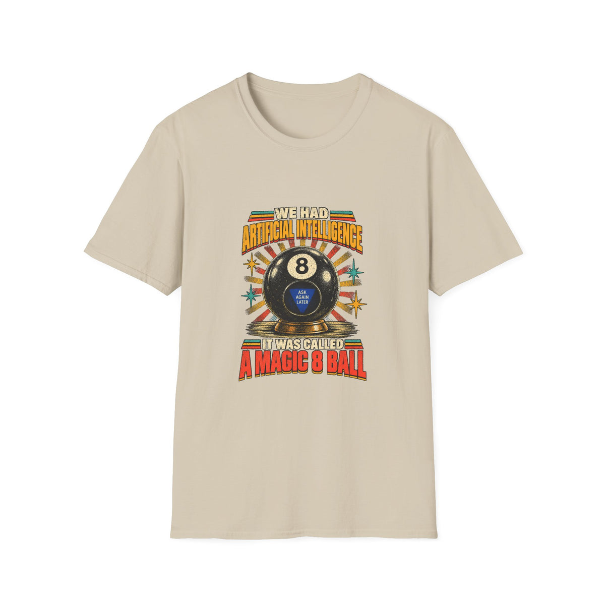 AI Magic 8 Ball T-Shirt | Artificial Intelligence Humor, Retro Arcade Graphic