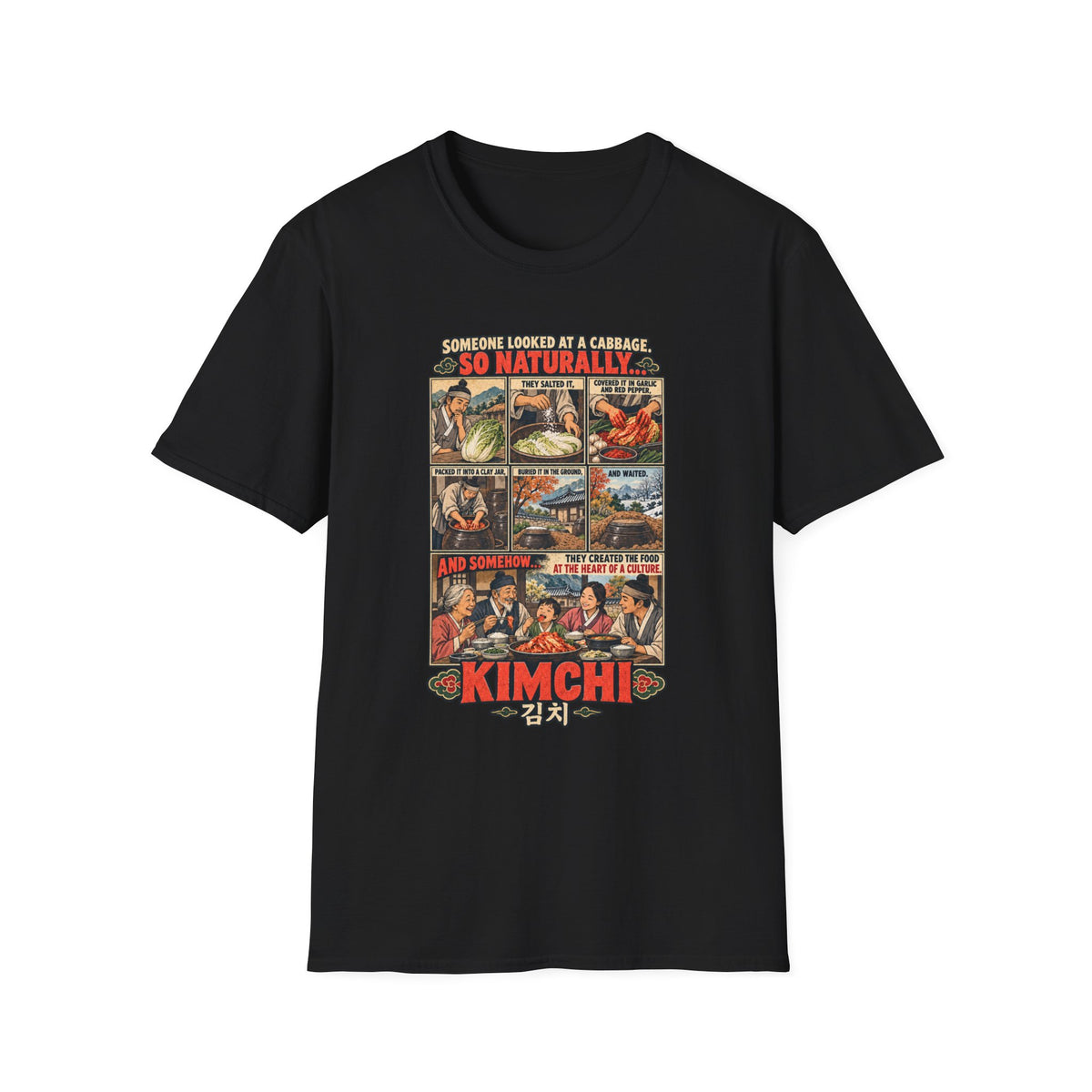 Kimchi Comic Panel T-Shirt | Retro Food Illustration, Korean Cuisine