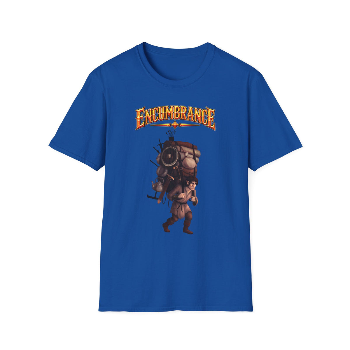 Encumbrance T-Shirt — RPG-Inspired "Encumbrance (noun) — Punishment for successful shopping" Graphic Tee