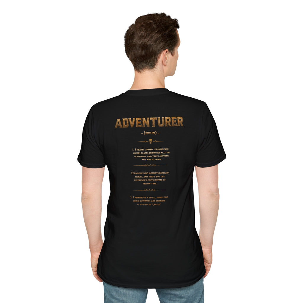 Adventurer RPG Warrior T-Shirt — Fantasy Gamer Tee with 'Adventurer' Artwork