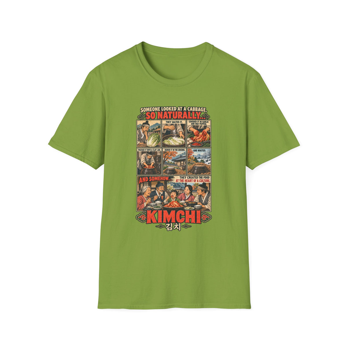 Kimchi Comic Panel T-Shirt | Retro Food Illustration, Korean Cuisine