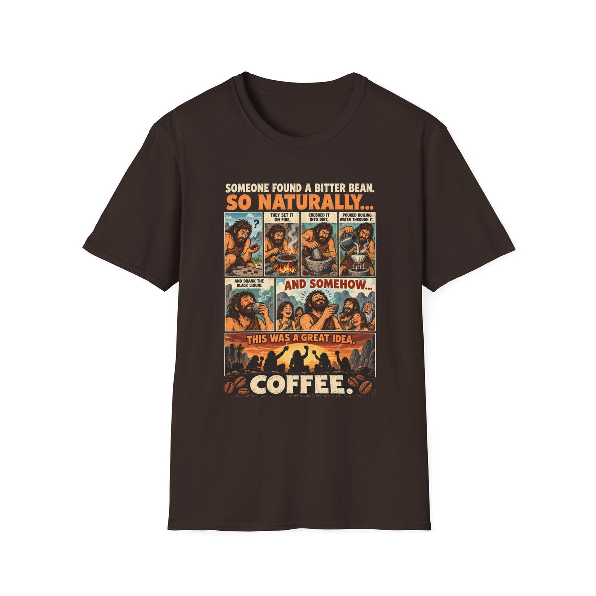Coffee Comic Panel T-Shirt | Retro Coffee Comic Strip