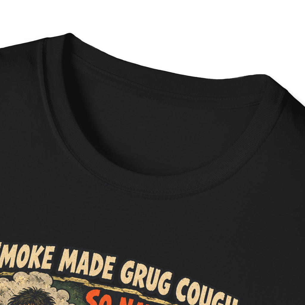 Grug Smoking Caveman Comic Tee T-Shirt | Vintage Caveman Illustration, Humorous Primitive Design