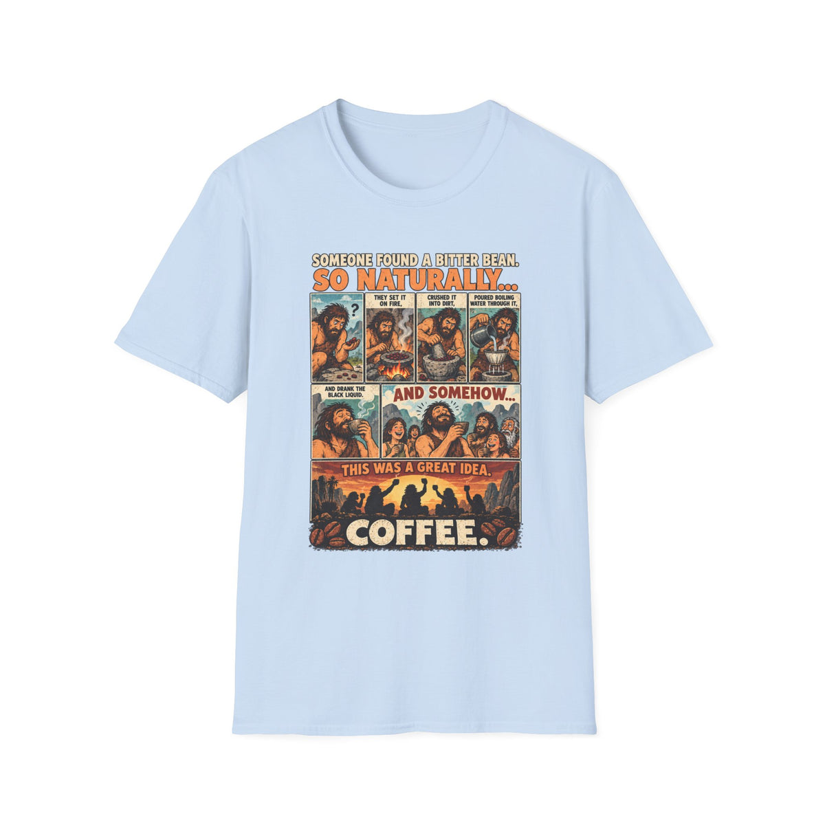 Coffee Comic Panel T-Shirt | Retro Coffee Comic Strip