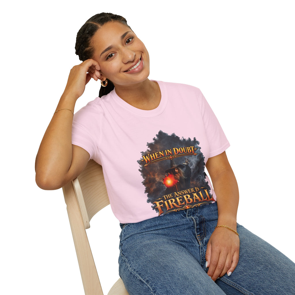 Fireball Mage T-Shirt — "When in Doubt, The Answer Is Fireball" Fantasy RPG Tee