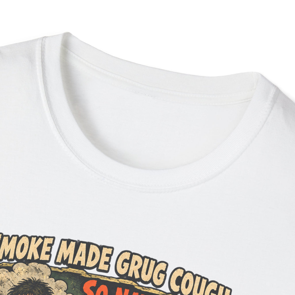 Grug Smoking Caveman Comic Tee T-Shirt | Vintage Caveman Illustration, Humorous Primitive Design