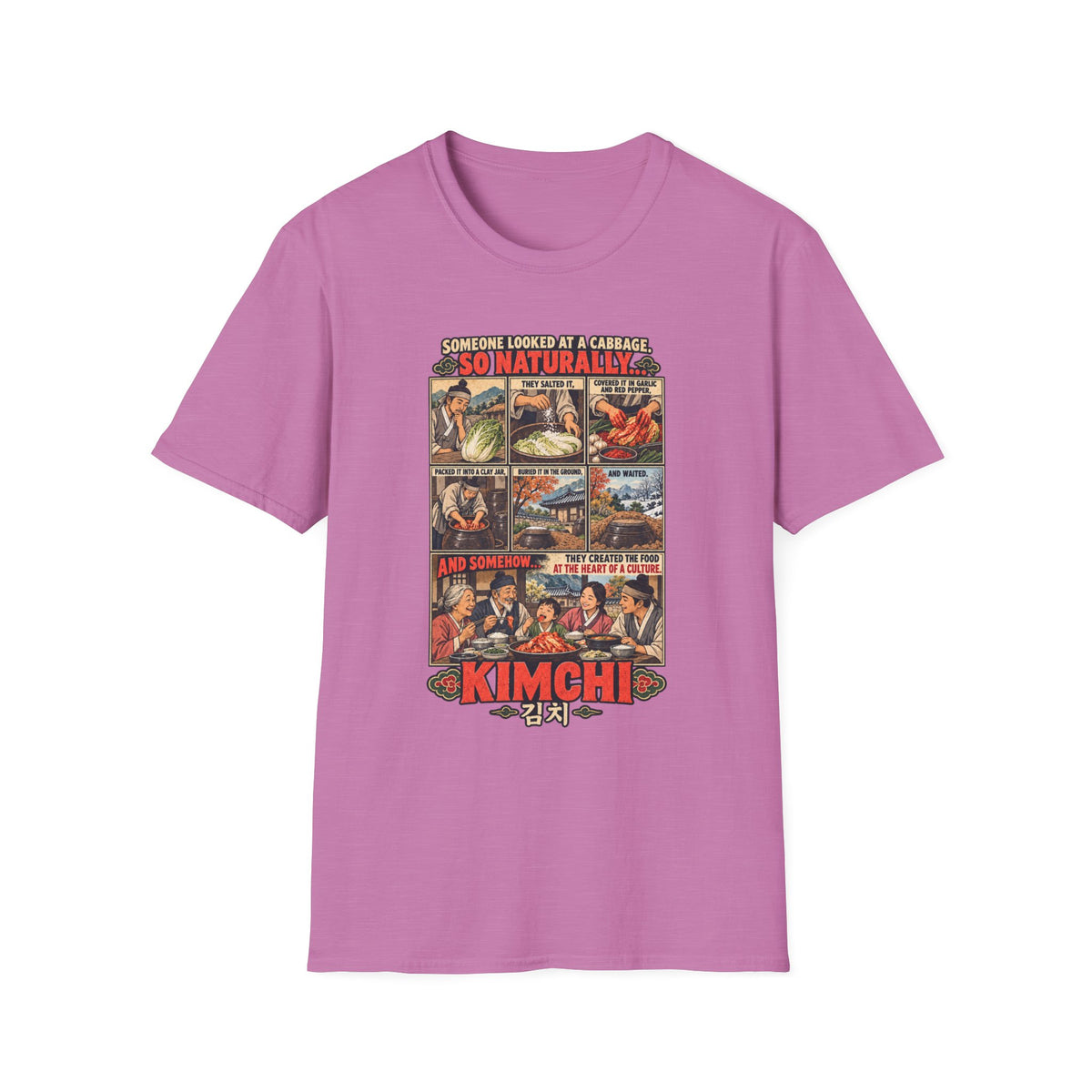 Kimchi Comic Panel T-Shirt | Retro Food Illustration, Korean Cuisine