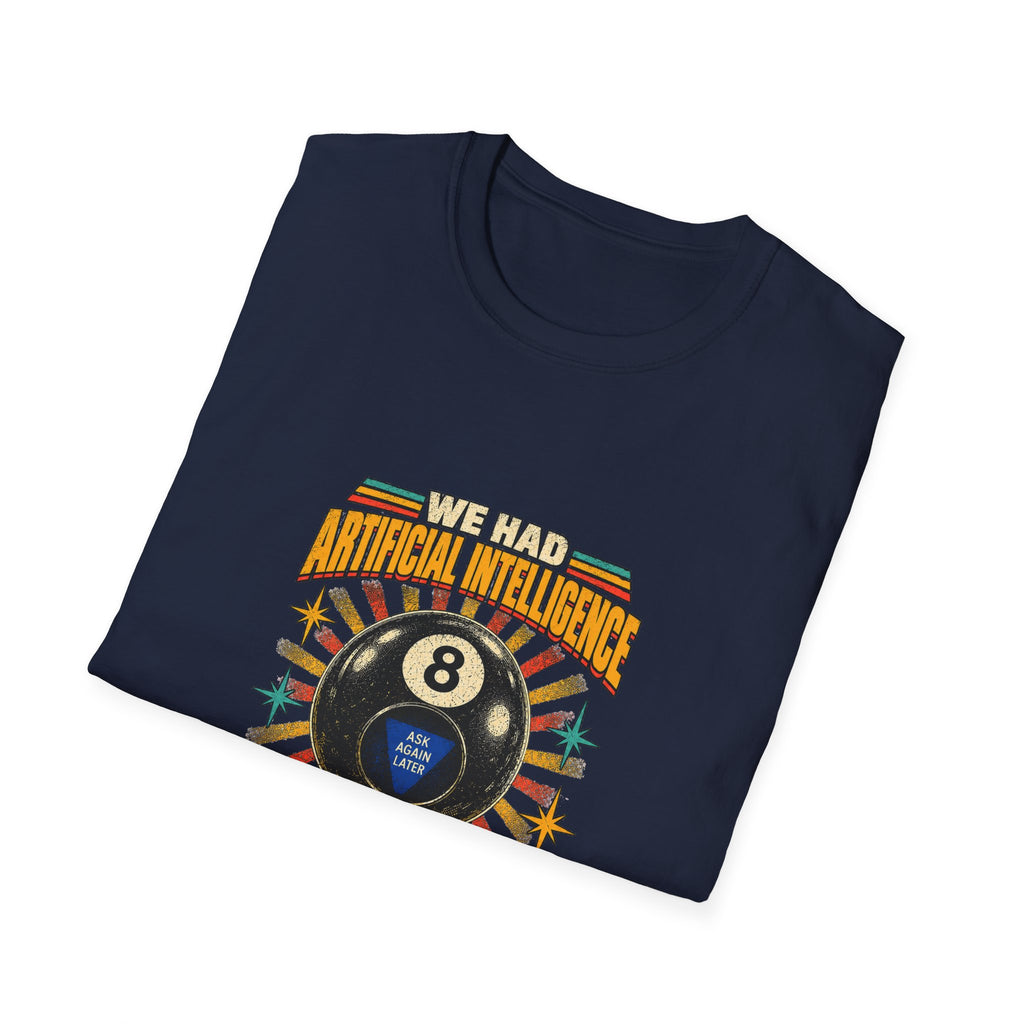 AI Magic 8 Ball T-Shirt | Artificial Intelligence Humor, Retro Arcade Graphic
