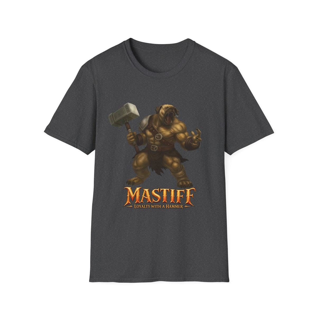 Mastiff Warrior T-Shirt — Hammer-Wielding Mastiff Graphic Tee
