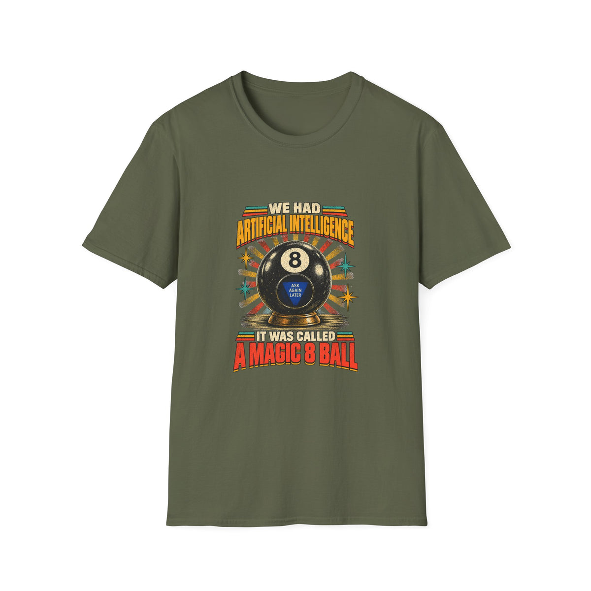 AI Magic 8 Ball T-Shirt | Artificial Intelligence Humor, Retro Arcade Graphic
