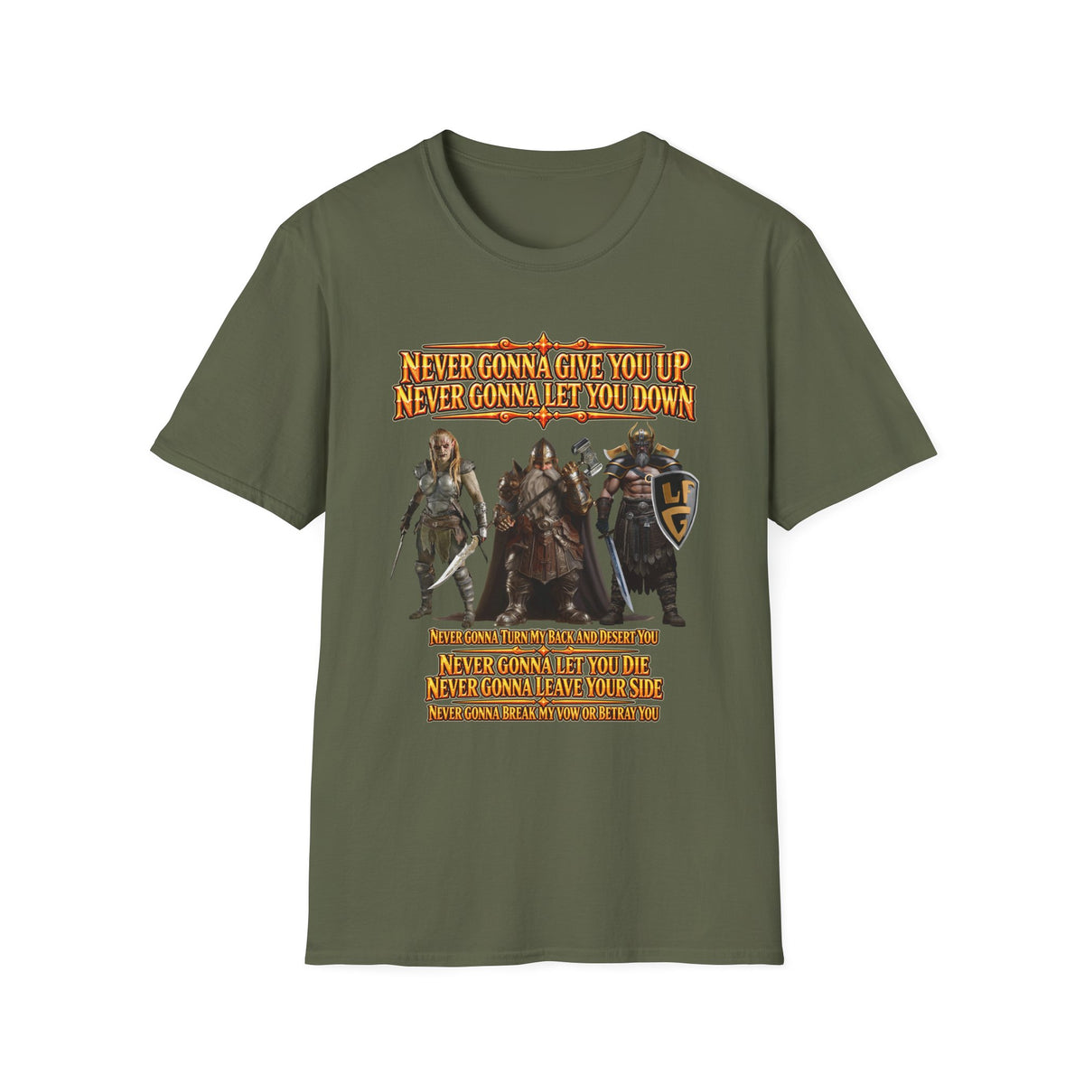 Rickroll RPG Party T-Shirt — "Never Gonna Give You Up" Fantasy Adventurers Tee