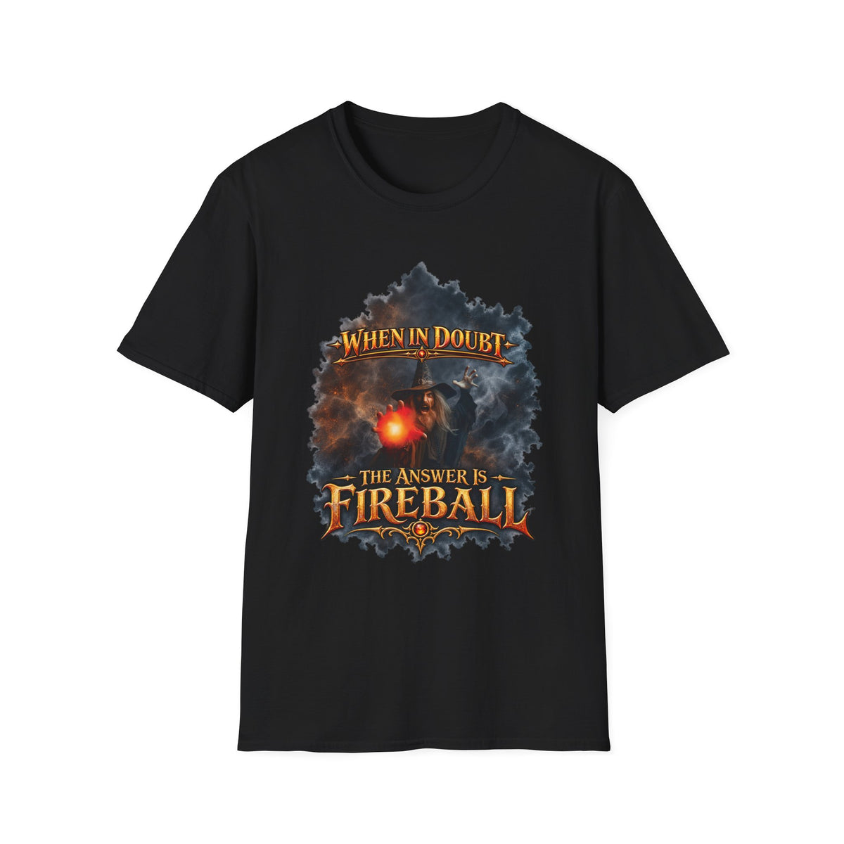 Fireball Mage T-Shirt — "When in Doubt, The Answer Is Fireball" Fantasy RPG Tee