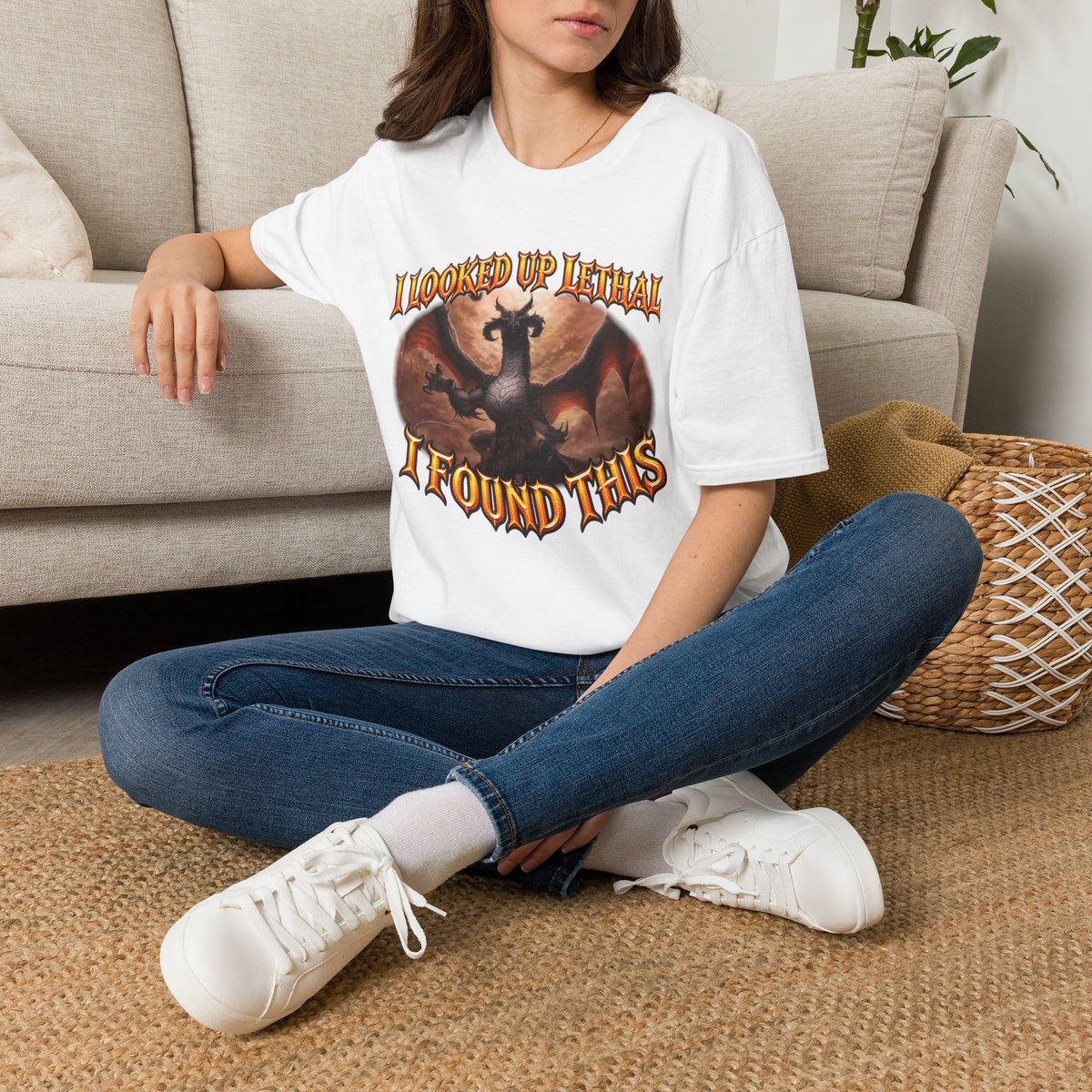 Dragon Graphic T-Shirt — "I Looked Up Lethal, I Found This" Fantasy Tee