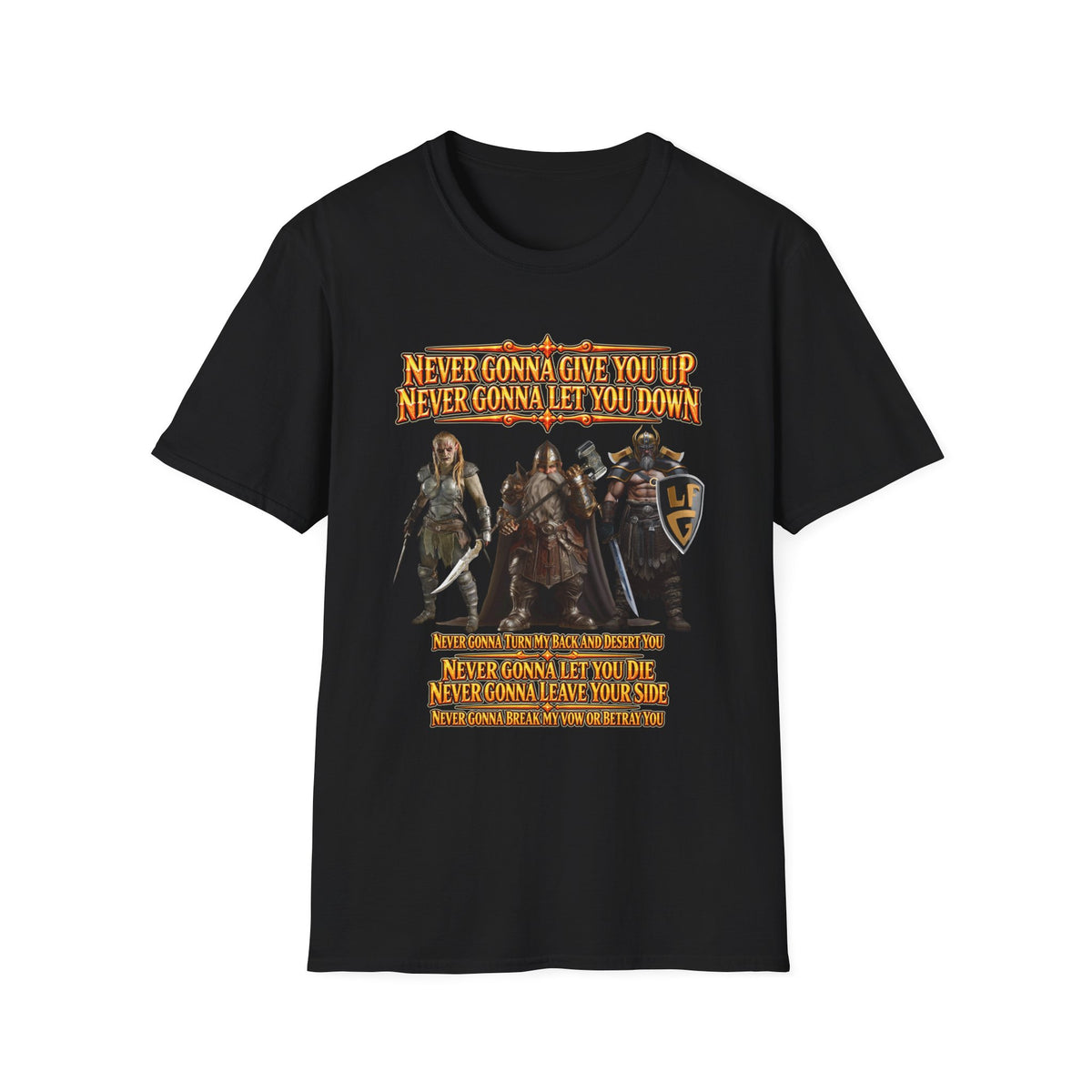 Rickroll RPG Party T-Shirt — "Never Gonna Give You Up" Fantasy Adventurers Tee