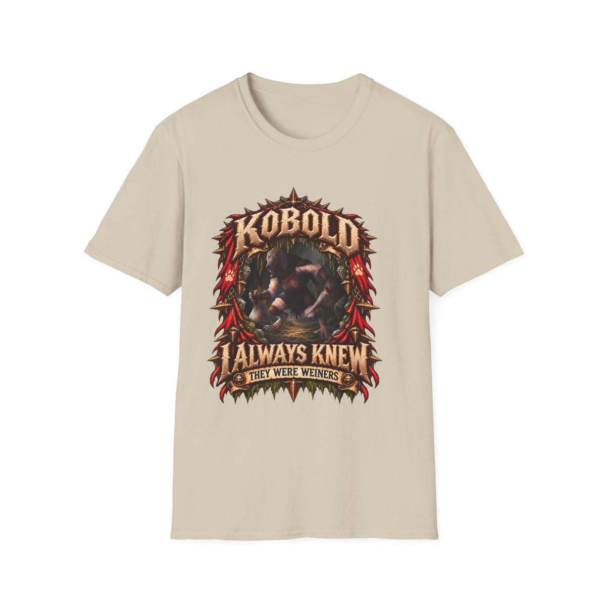 Kobold illustration T-Shirt | Fantasy RPG creature, "I Always Knew They Were Weiners"