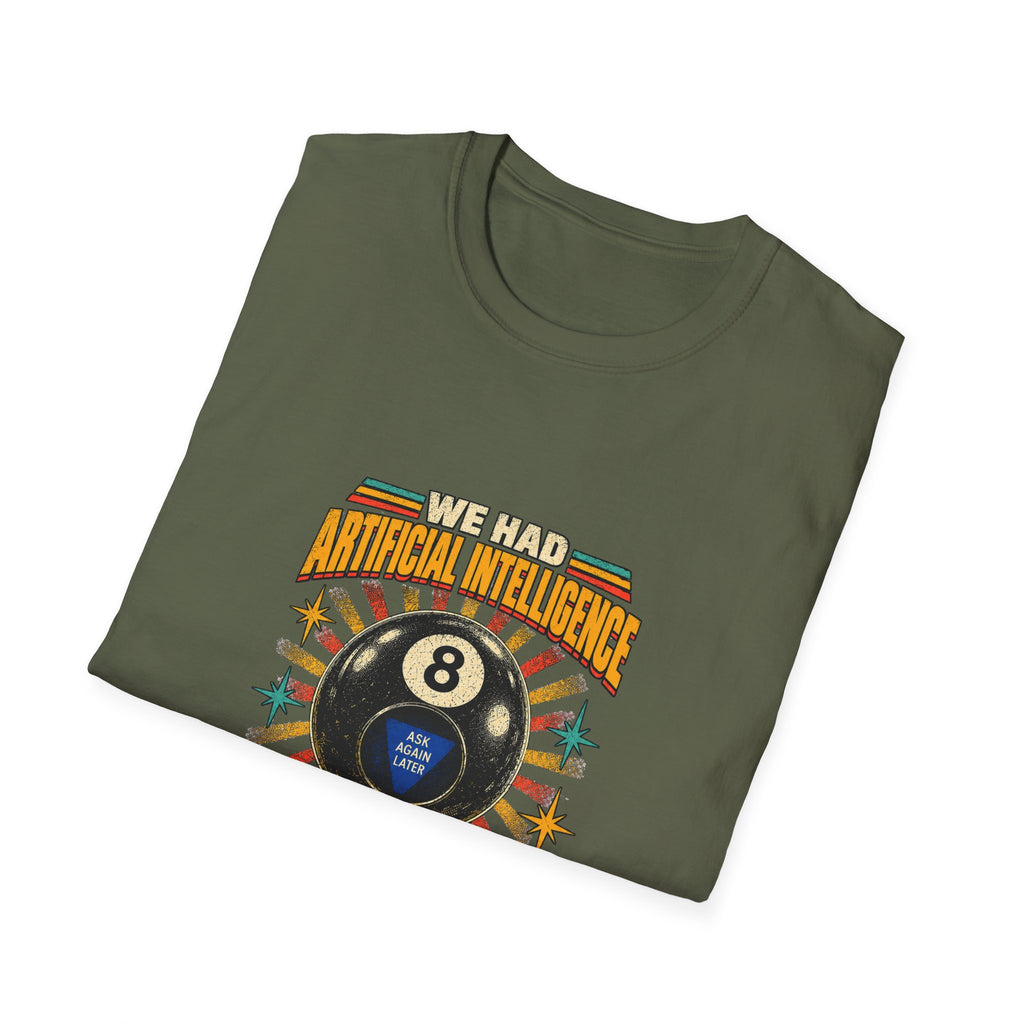 AI Magic 8 Ball T-Shirt | Artificial Intelligence Humor, Retro Arcade Graphic