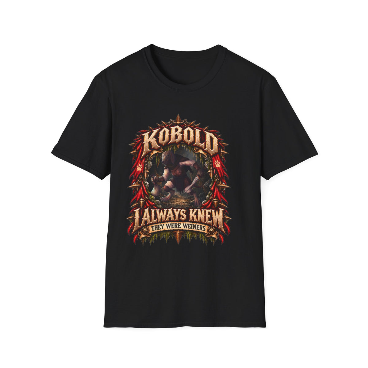 Kobold illustration T-Shirt | Fantasy RPG creature, "I Always Knew They Were Weiners"