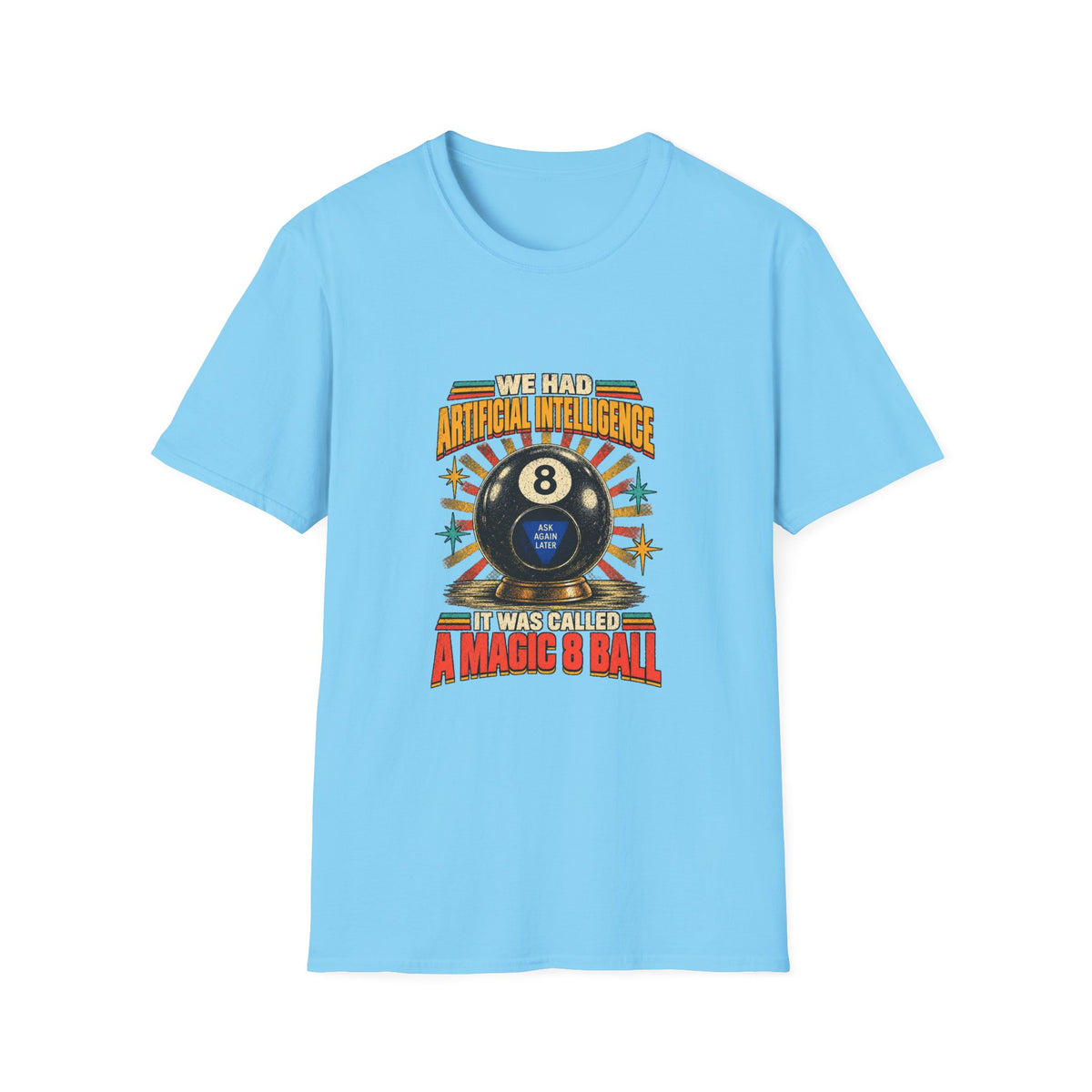 AI Magic 8 Ball T-Shirt | Artificial Intelligence Humor, Retro Arcade Graphic