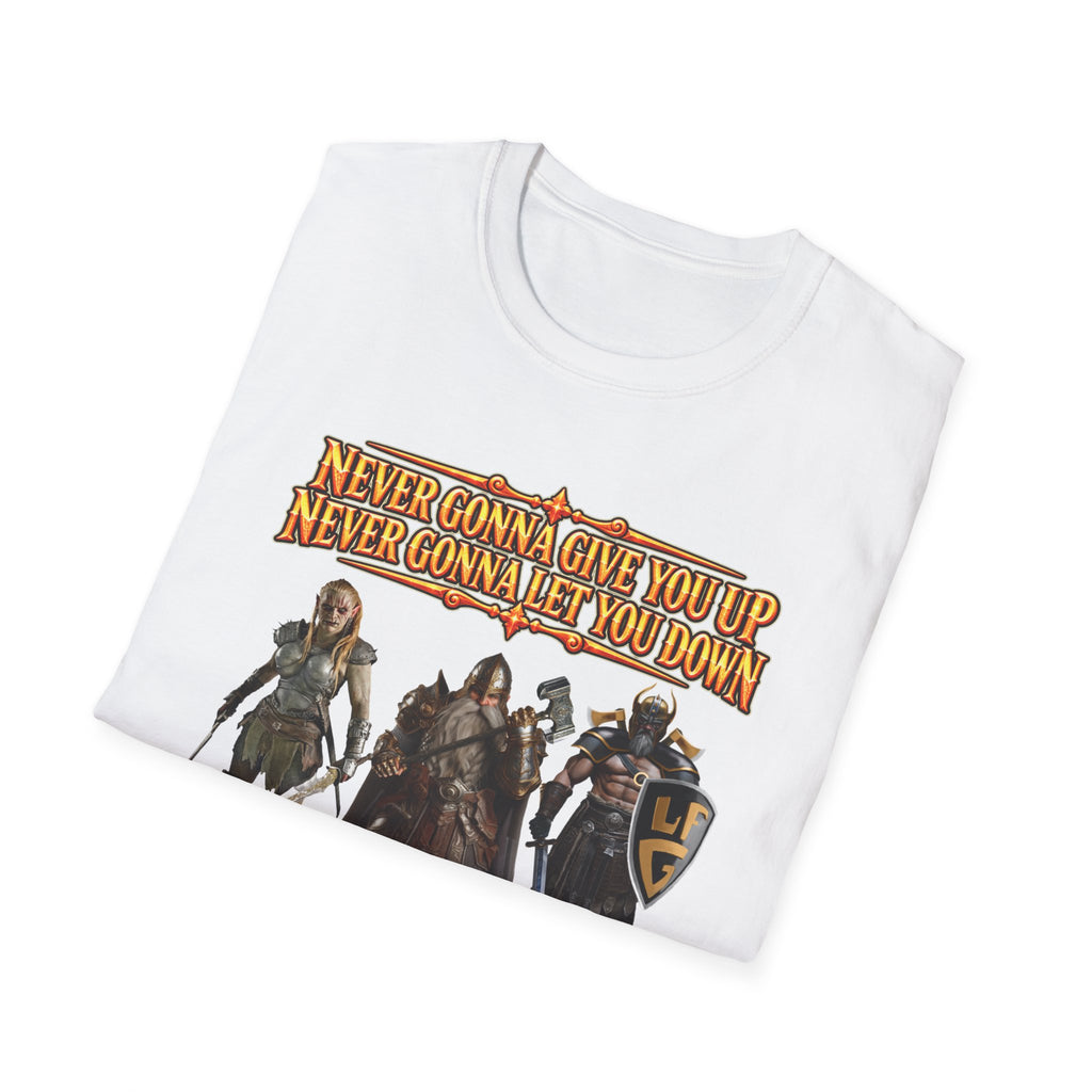 Rickroll RPG Party T-Shirt — "Never Gonna Give You Up" Fantasy Adventurers Tee