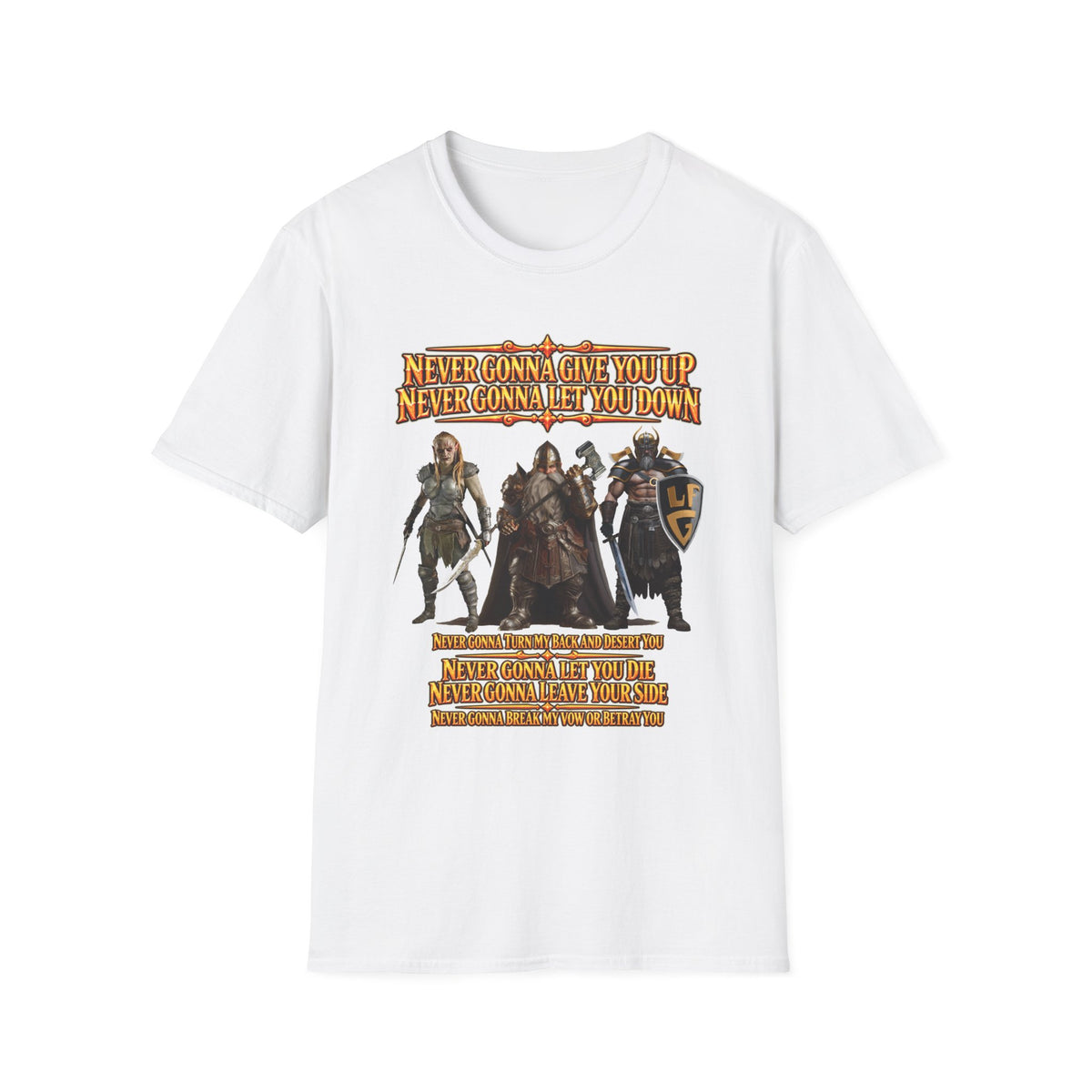 Rickroll RPG Party T-Shirt — "Never Gonna Give You Up" Fantasy Adventurers Tee