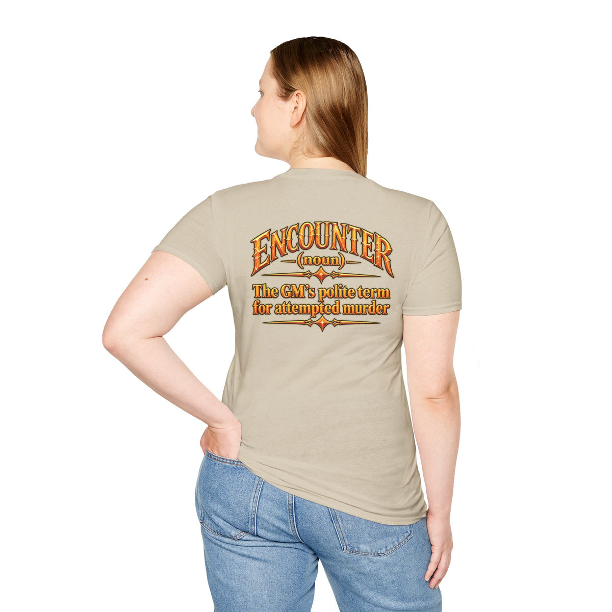 Encounter RPG T-Shirt — "Encounter (noun): The GM’s polite term for attempted murder"