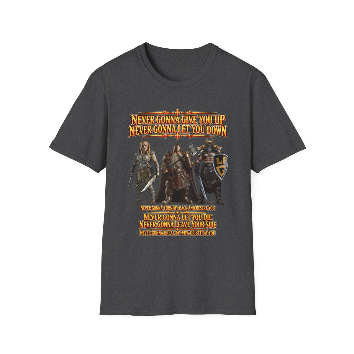 Rickroll RPG Party T-Shirt — "Never Gonna Give You Up" Fantasy Adventurers Tee