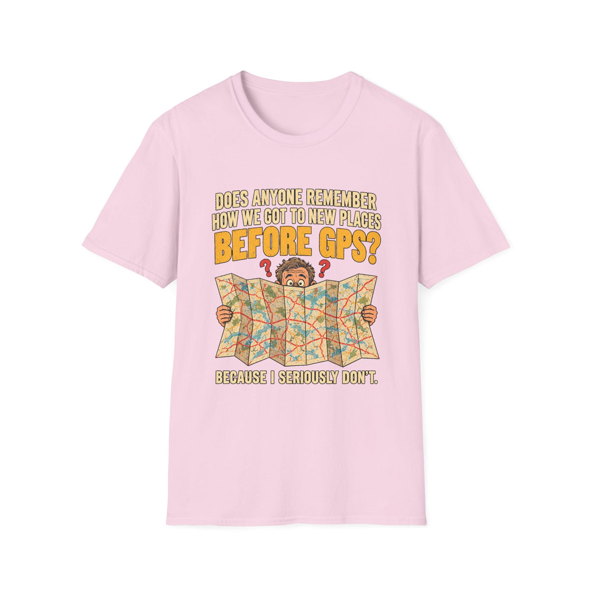 Before GPS? Map Reader T-Shirt | Vintage Map Illustration, Travel Humor