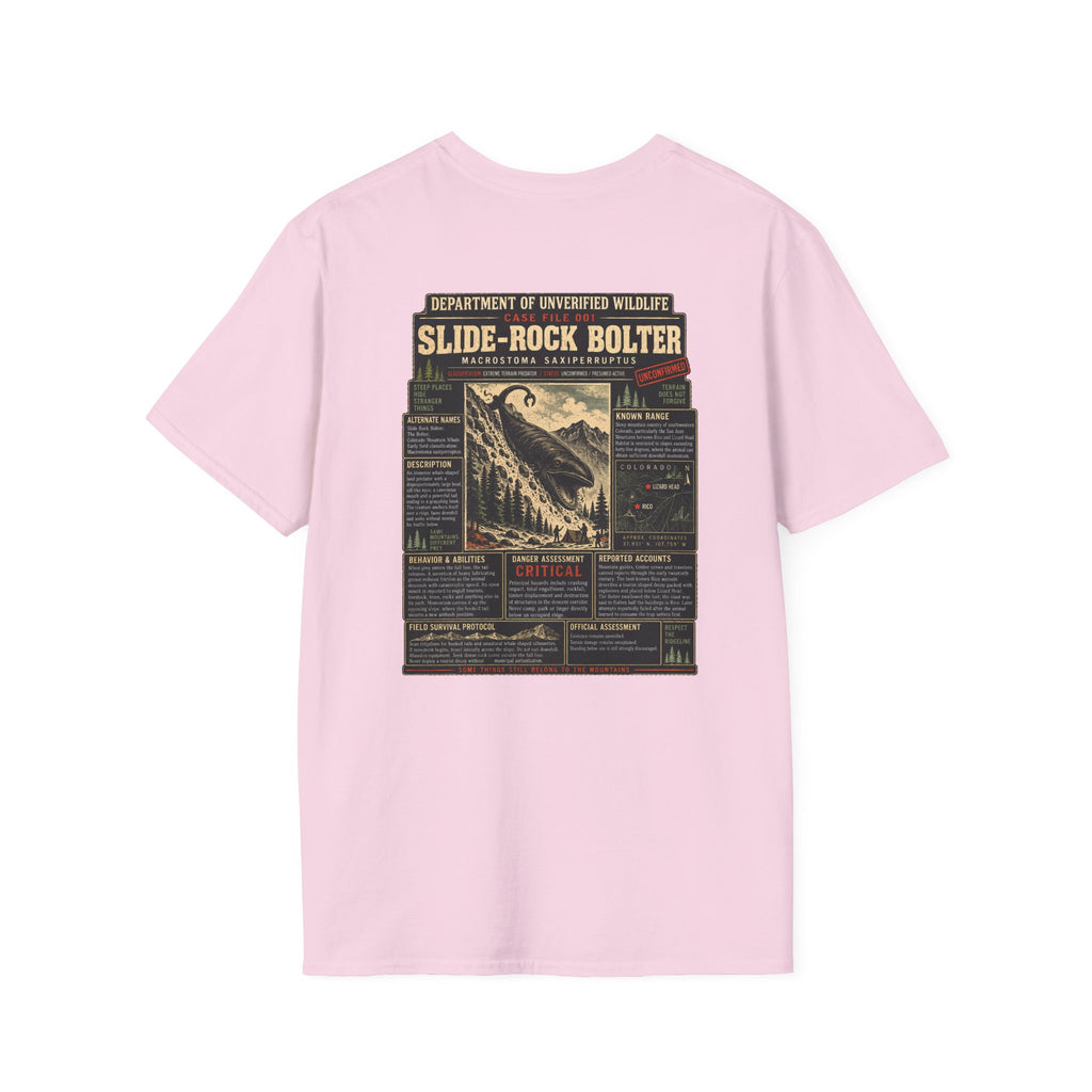 Slide-Rock Bolter T-Shirt — Department of Unverified Wildlife Retro Tee