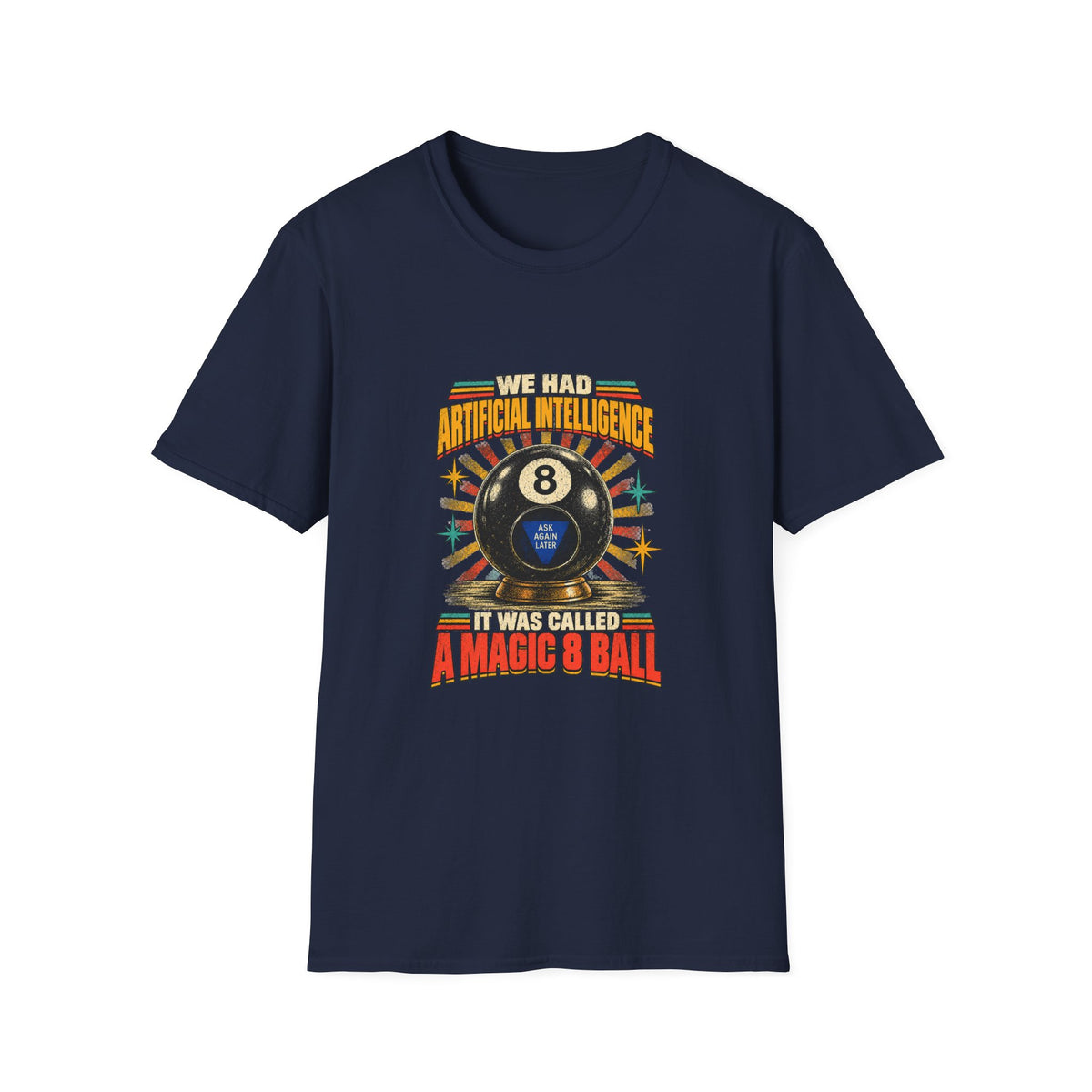 AI Magic 8 Ball T-Shirt | Artificial Intelligence Humor, Retro Arcade Graphic