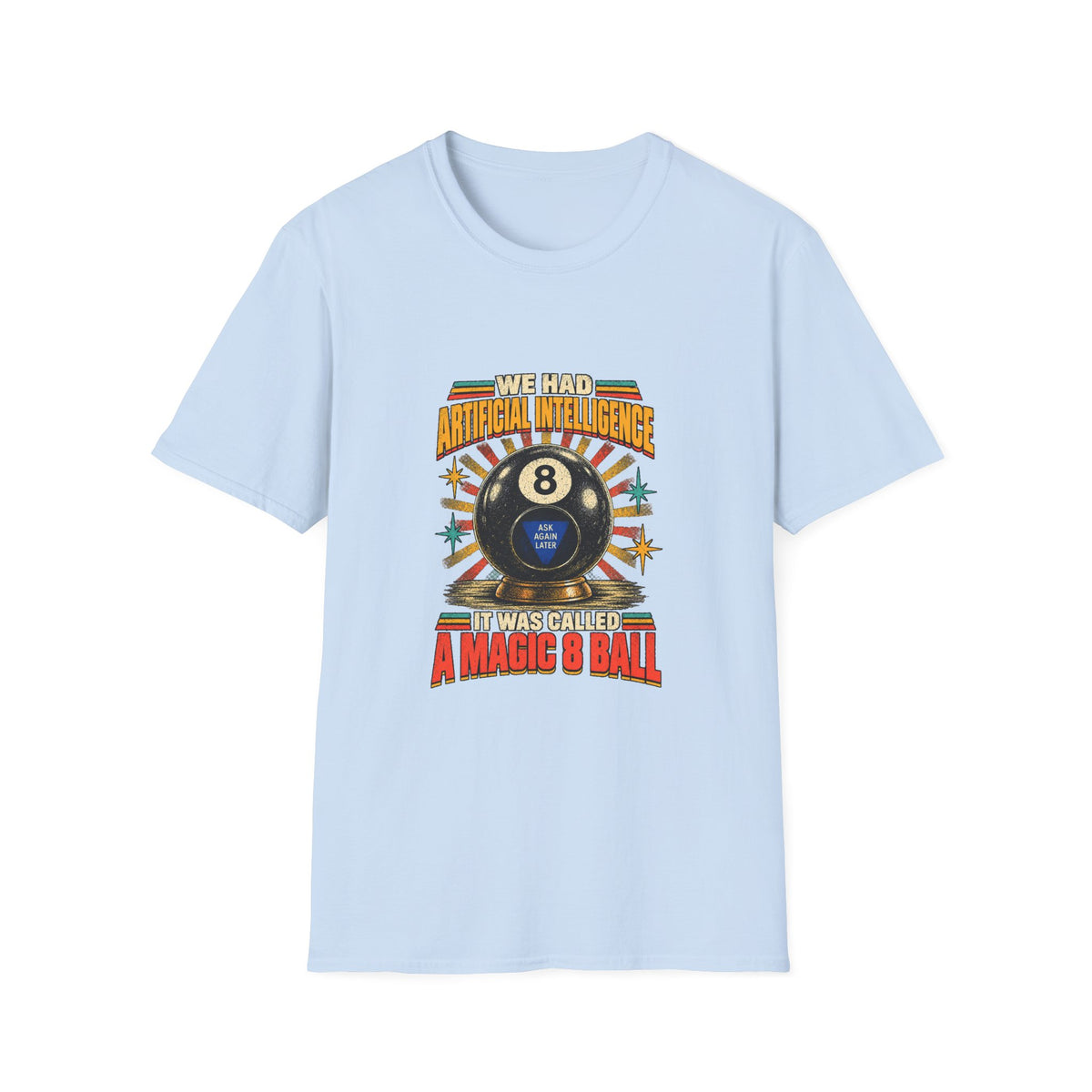 AI Magic 8 Ball T-Shirt | Artificial Intelligence Humor, Retro Arcade Graphic