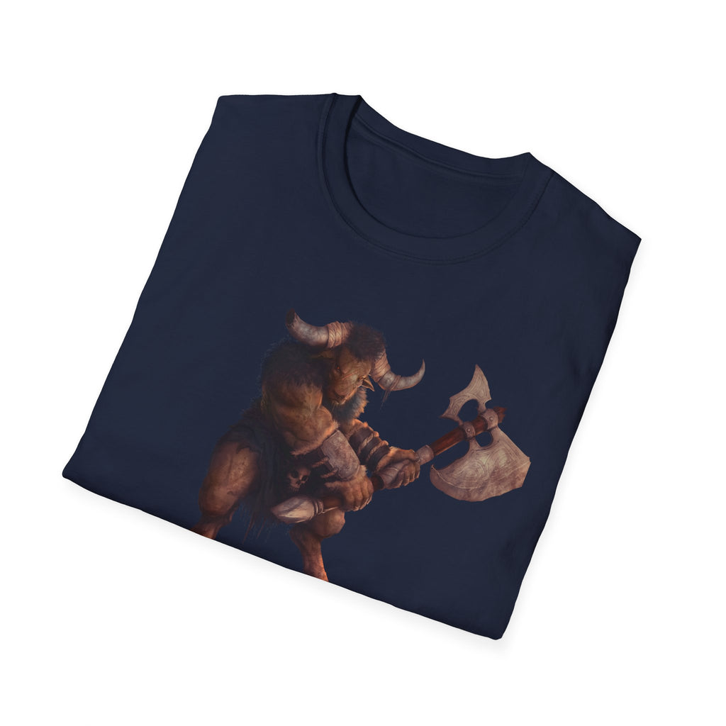 Minotaur Battle T-Shirt — Fantasy Warrior Axe Graphic Tee