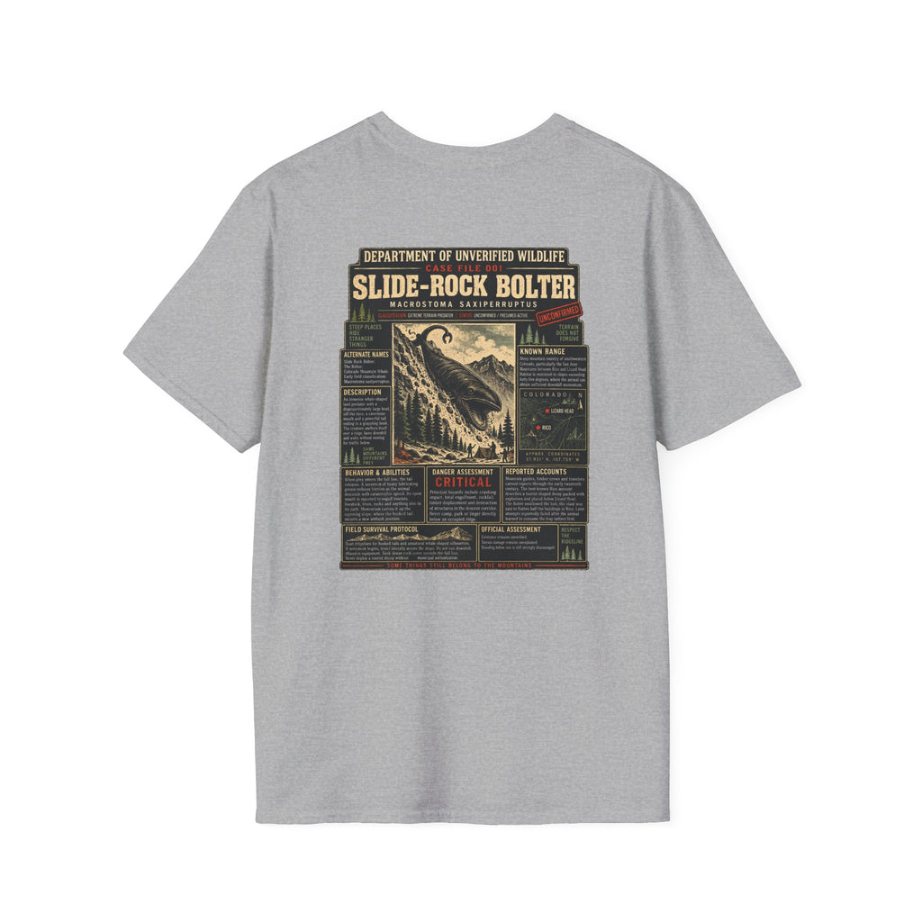 Slide-Rock Bolter T-Shirt — Department of Unverified Wildlife Retro Tee