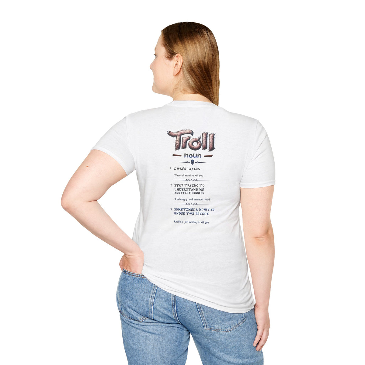 T-Shirt — 'Troll' Fantasy Creature Graphic Tee (Front & Back Definition)